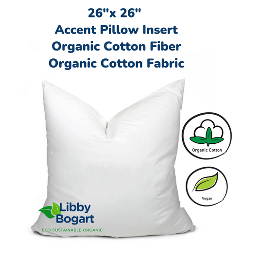 26" x 26" Organic Cotton Fiber & Organic Cotton Fabric Accent Pillow Insert