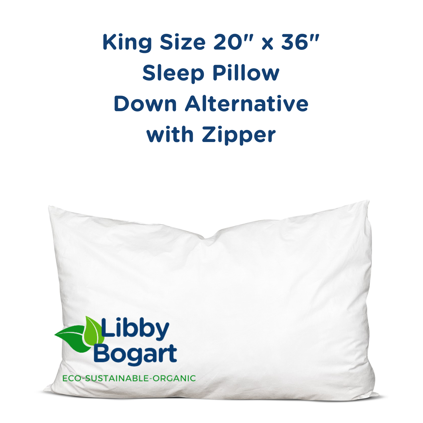 King Size 20" x 36" Sleep Pillow Down Alternative with Zipper