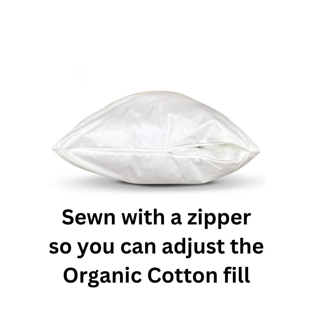 Queen Size 20" x 30" Organic Cotton Sleep Pillow Organic Fabric with Zipper